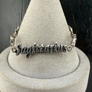 Sagittarius Zodiac Horoscope Bracelet Silver Tone Adjustable 6.5”